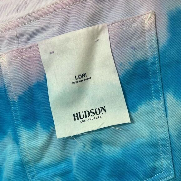 Hudson Lori High Rise Shorts Blue and Purple Tie Dye Denim Cutoffs Size 30 New - Picture 12 of 15